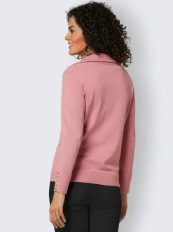 Veste en tricot coton à col montant et boutons décoratifs