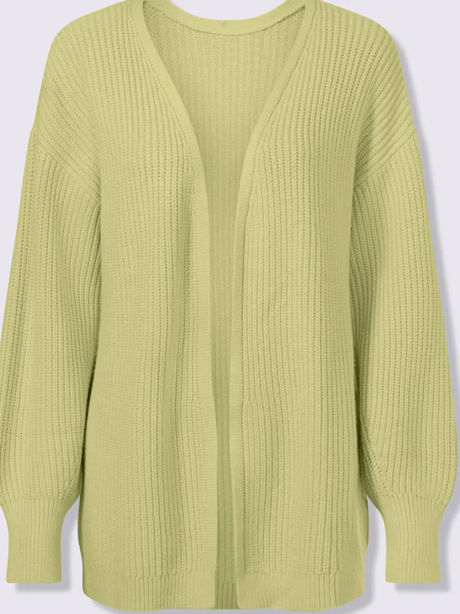 Veste en tricot à coupe ouverte avec bords-côtes
