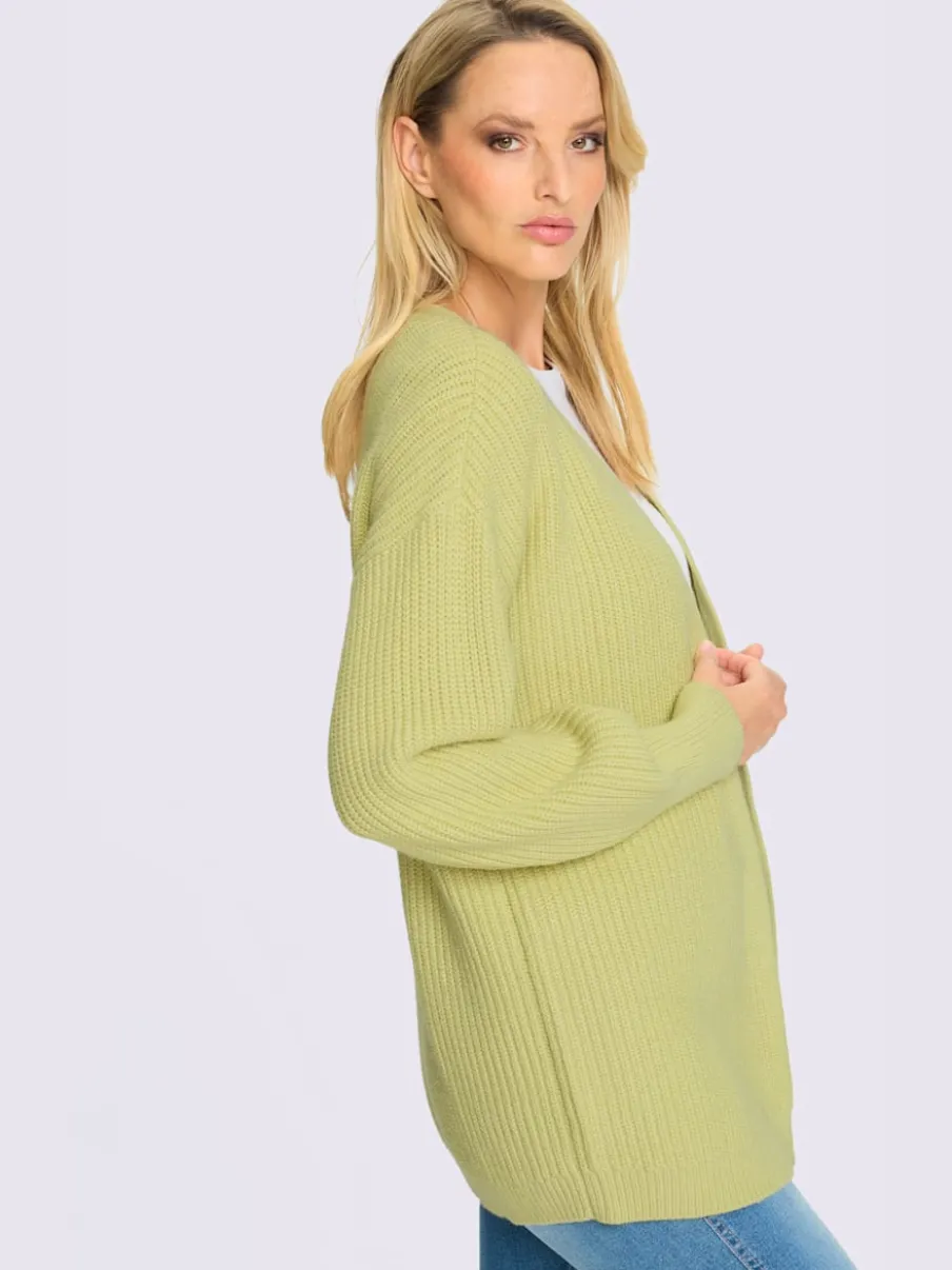 Veste en tricot à coupe ouverte avec bords-côtes