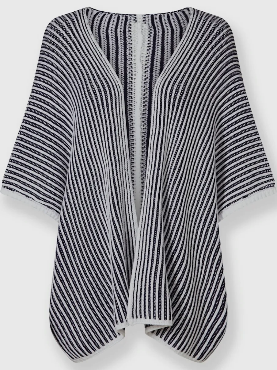 Veste en tricot coupe ouverte avec rayures côtelées