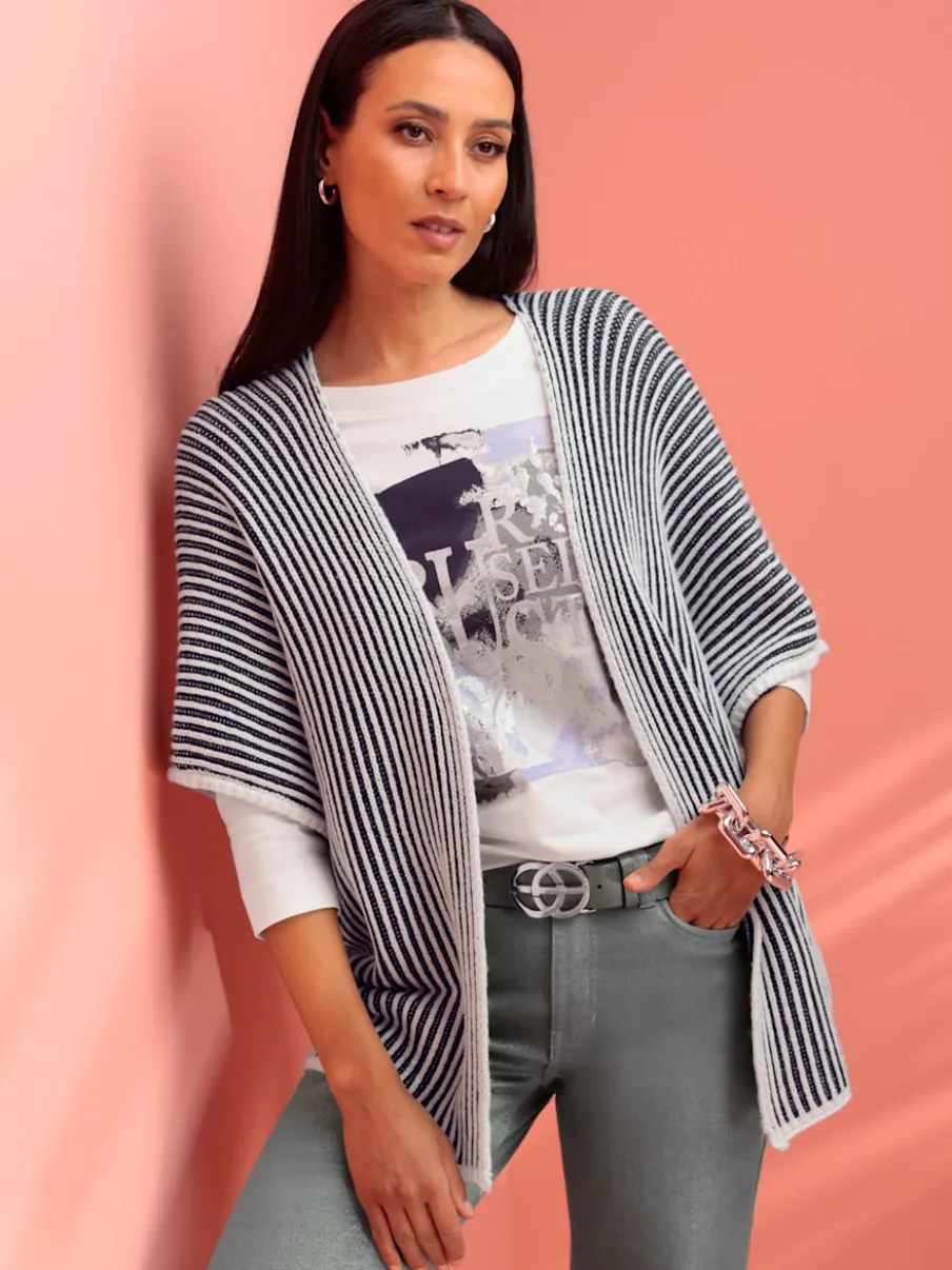 Veste en tricot coupe ouverte avec rayures côtelées