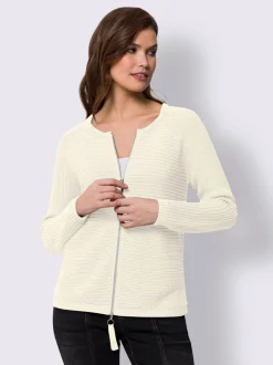 Veste en tricot côtelé avec glissière et manches longues