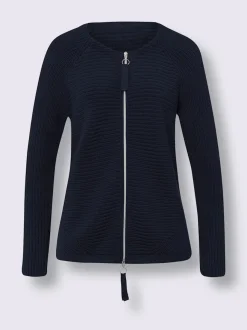Veste en tricot côtelé avec glissière et manches longues