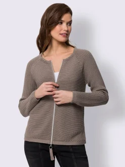 Veste en tricot côtelé avec glissière et manches longues