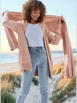 Veste en tricot décontractée avec écharpe manches longues douces