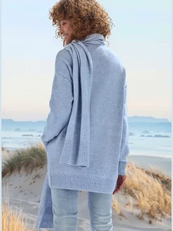 Veste en tricot décontractée avec écharpe manches longues douces