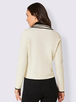 Veste en tricot à double col avec poches rabat