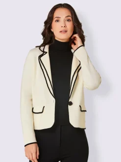 Veste en tricot à double col avec poches rabat