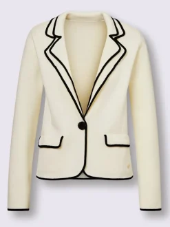Veste en tricot à double col avec poches rabat