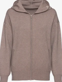 Veste en tricot douce à glissière et manches longues avec capuche