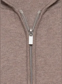 Veste en tricot douce à glissière et manches longues avec capuche