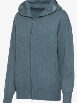 Veste en tricot douce à glissière et manches longues avec capuche