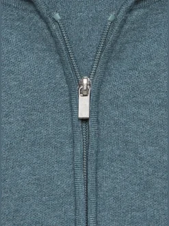Veste en tricot douce à glissière et manches longues avec capuche