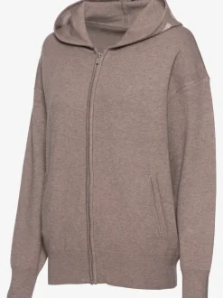 Veste en tricot douce à glissière et manches longues avec capuche