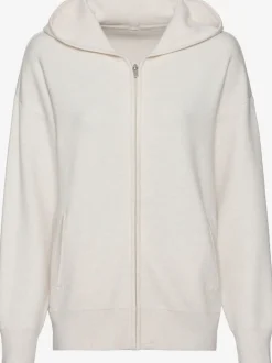 Veste en tricot douce à glissière et manches longues avec capuche