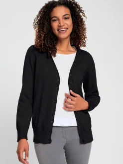 Veste en tricot doux avec col en V boutonné