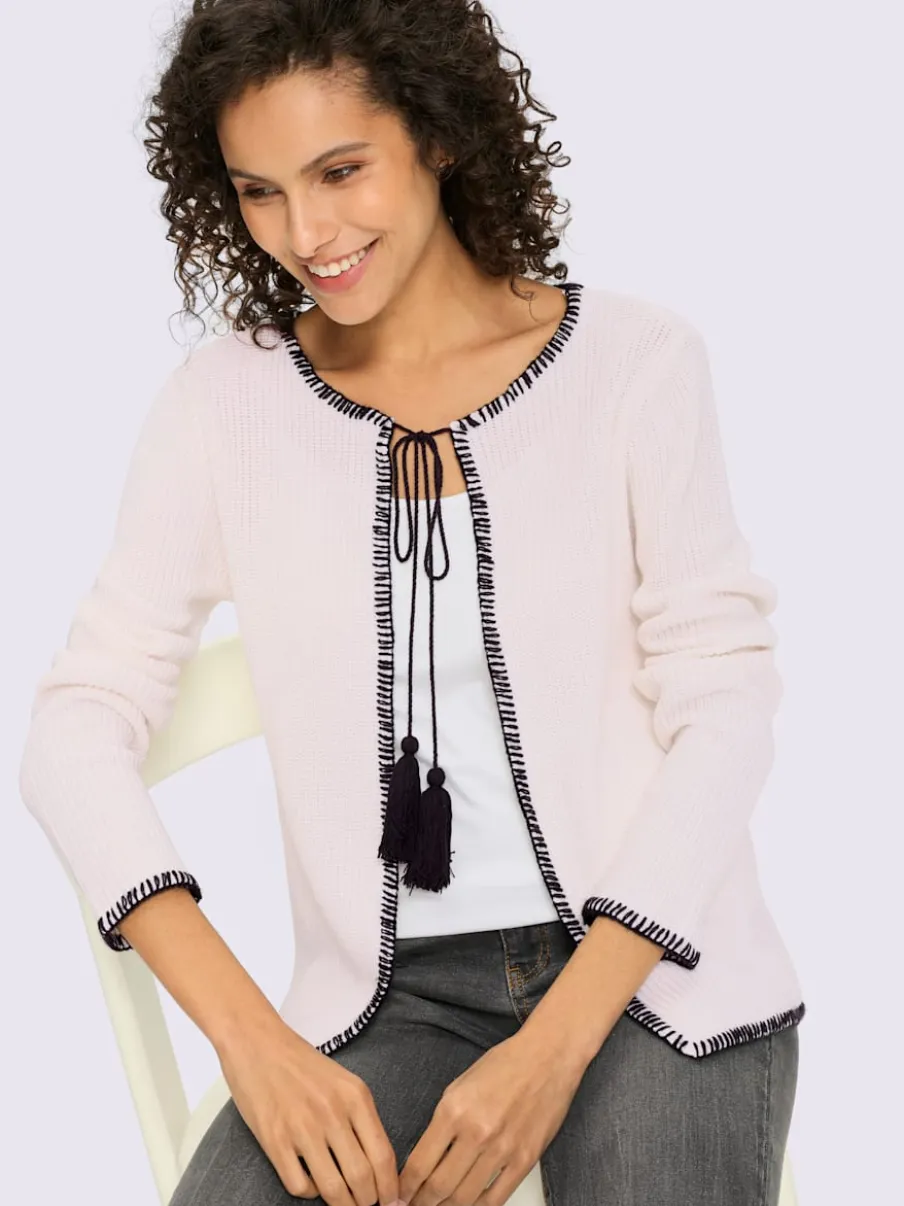Veste en tricot à encolure ronde avec manches longues et cordon