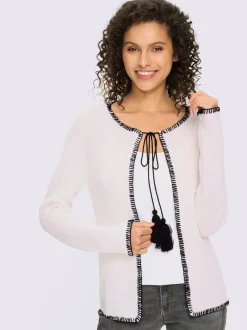 Veste en tricot à encolure ronde avec manches longues et cordon