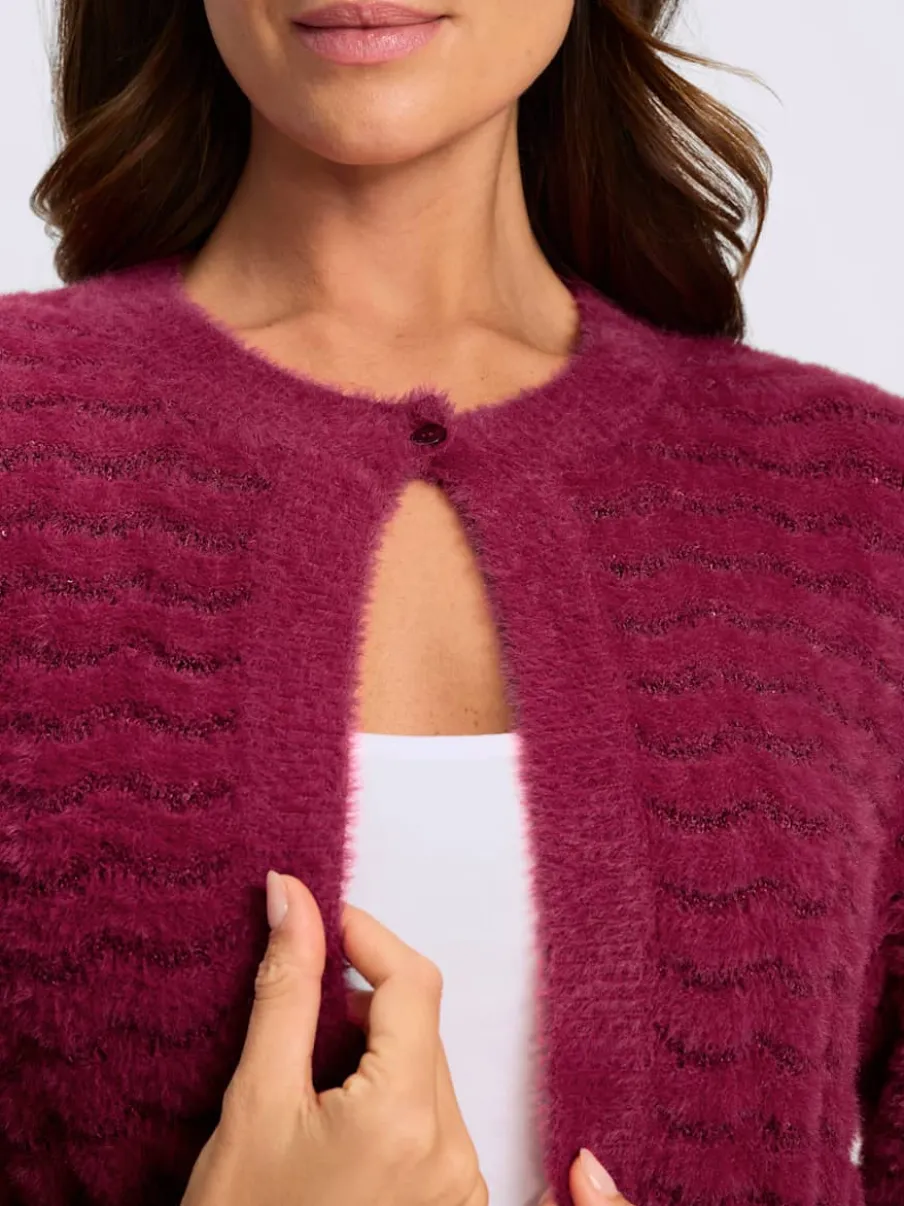 Veste en tricot fil avec paillettes incrustées