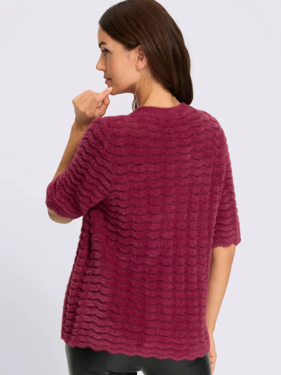 Veste en tricot fil avec paillettes incrustées