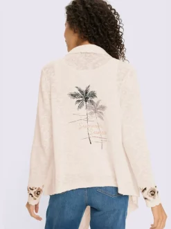 Veste en tricot fin avec col châle et manches longues