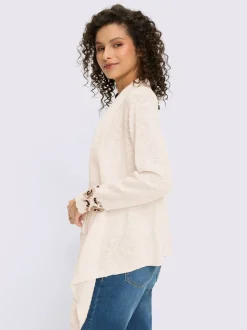 Veste en tricot fin avec col châle et manches longues