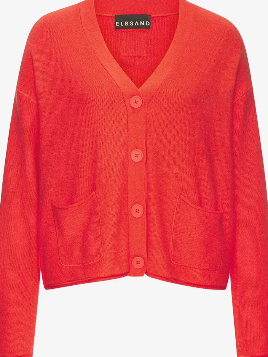 Veste en tricot fin avec mancherons et poches plaquées