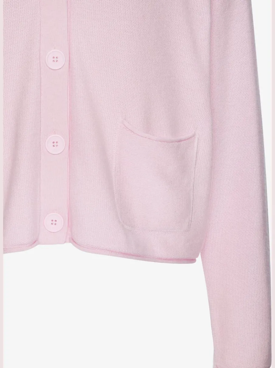 Veste en tricot fin avec mancherons et poches plaquées