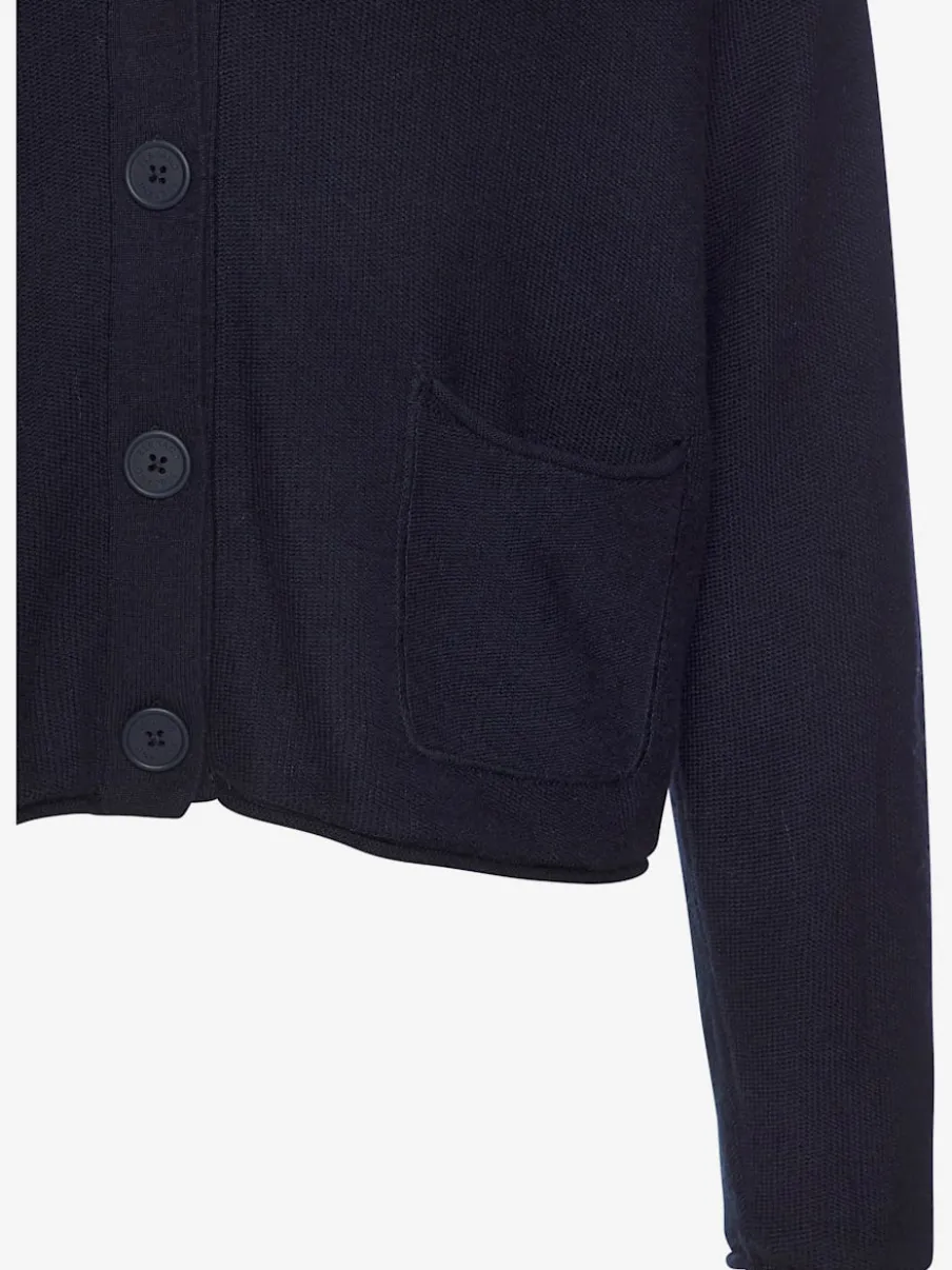 Veste en tricot fin avec mancherons et poches plaquées