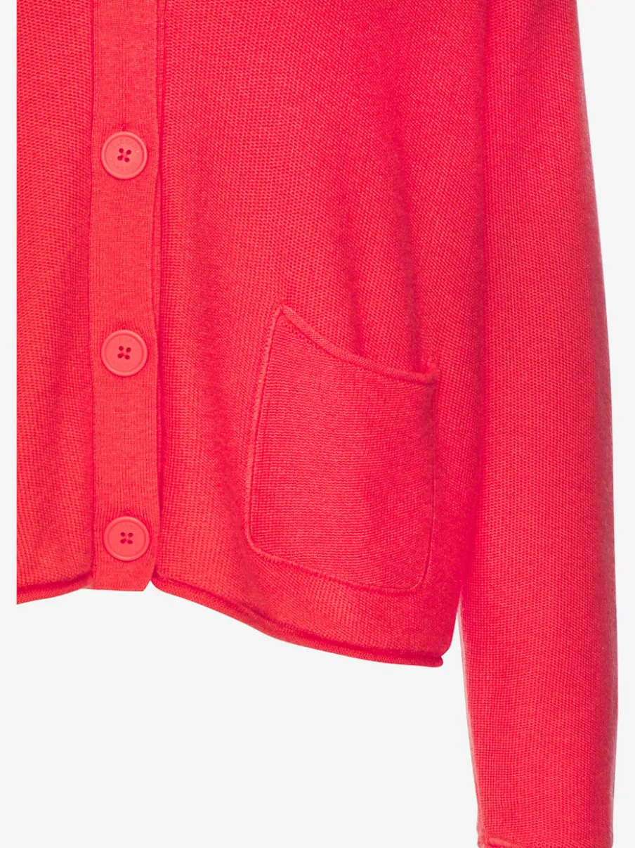 Veste en tricot fin avec mancherons et poches plaquées