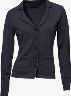 Veste en tricot fin avec poches plaquées et boutons