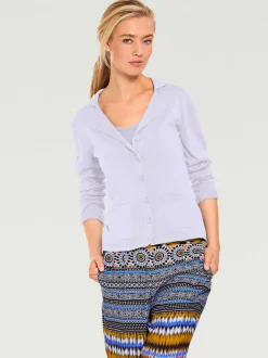 Veste en tricot fin avec poches plaquées et boutons