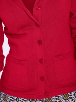 Veste en tricot fin avec poches plaquées et boutons