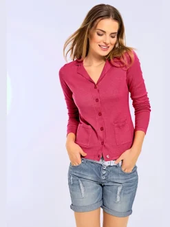 Veste en tricot fin avec poches plaquées et boutons