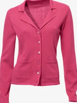 Veste en tricot fin avec poches plaquées et boutons