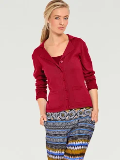 Veste en tricot fin avec poches plaquées et boutons