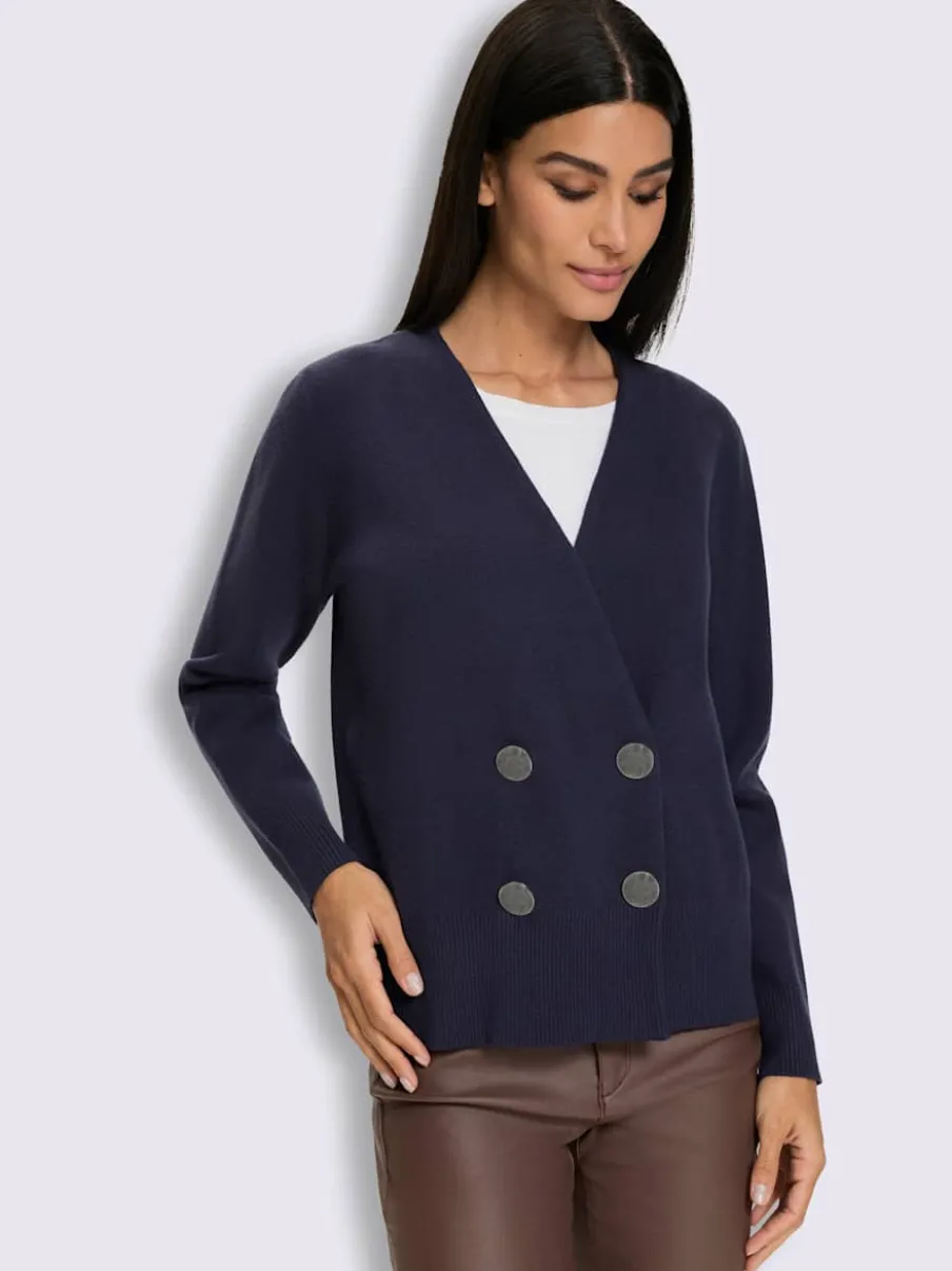 Veste en tricot fin boutons décoratifs