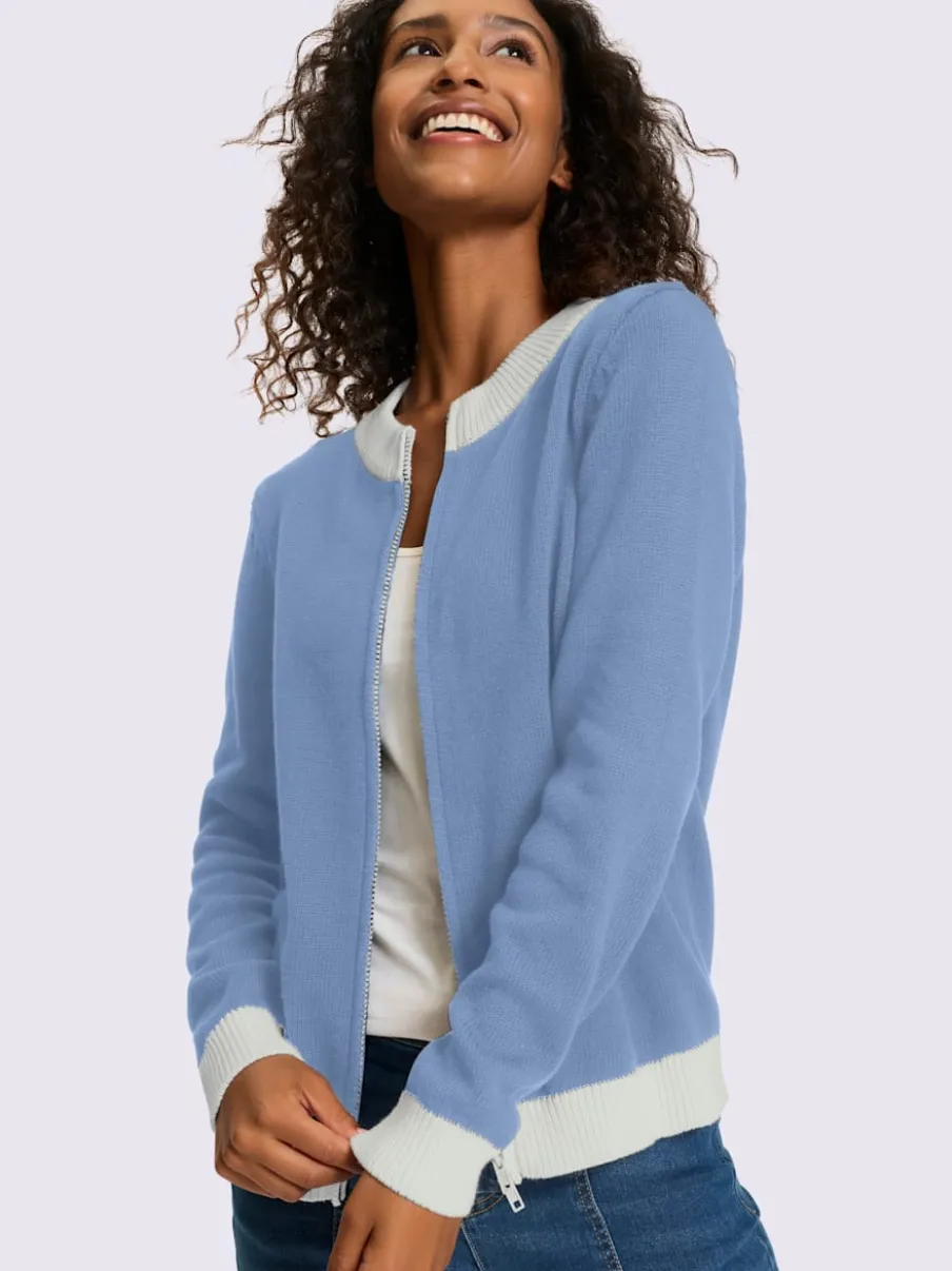 Veste en tricot fine à empiècements et bords-côtes contrastants