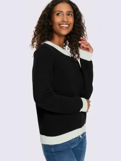 Veste en tricot fine à empiècements et bords-côtes contrastants