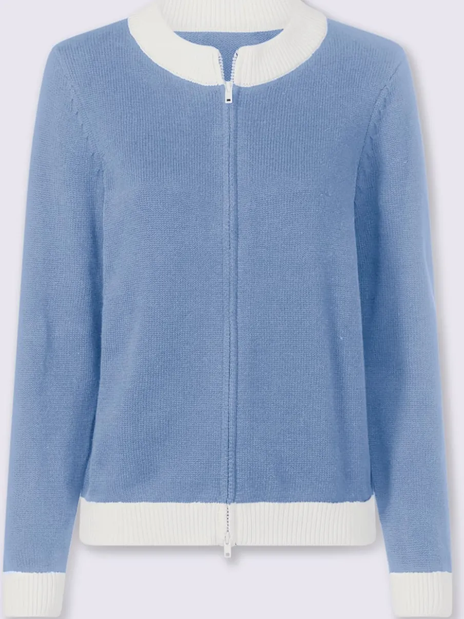 Veste en tricot fine à empiècements et bords-côtes contrastants