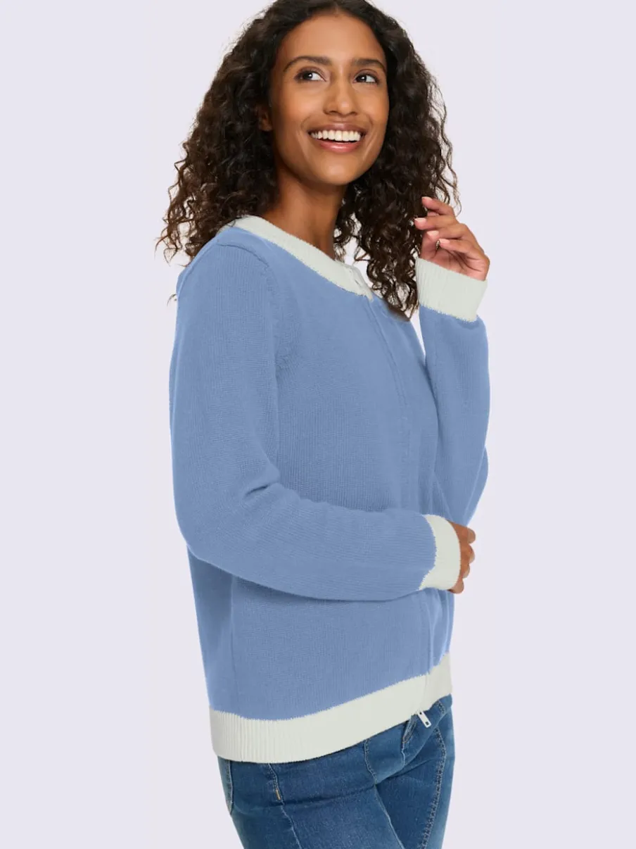 Veste en tricot fine à empiècements et bords-côtes contrastants