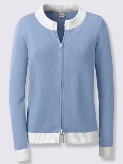 Veste en tricot fine à empiècements et bords-côtes contrastants