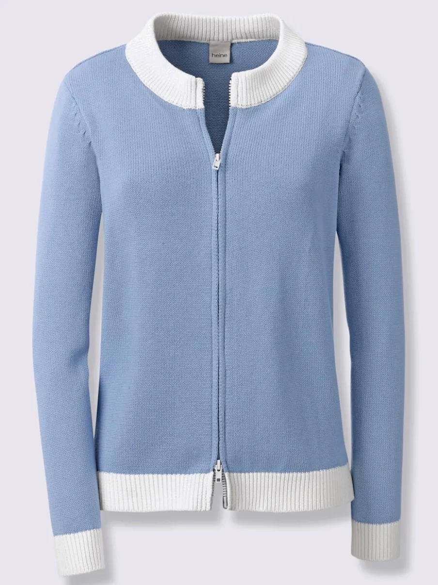 Veste en tricot fine à empiècements et bords-côtes contrastants