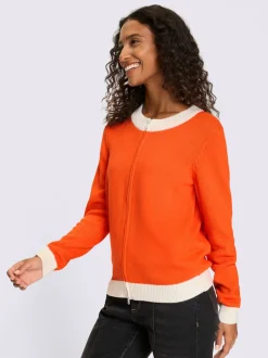 Veste en tricot fine à empiècements et bords-côtes contrastants