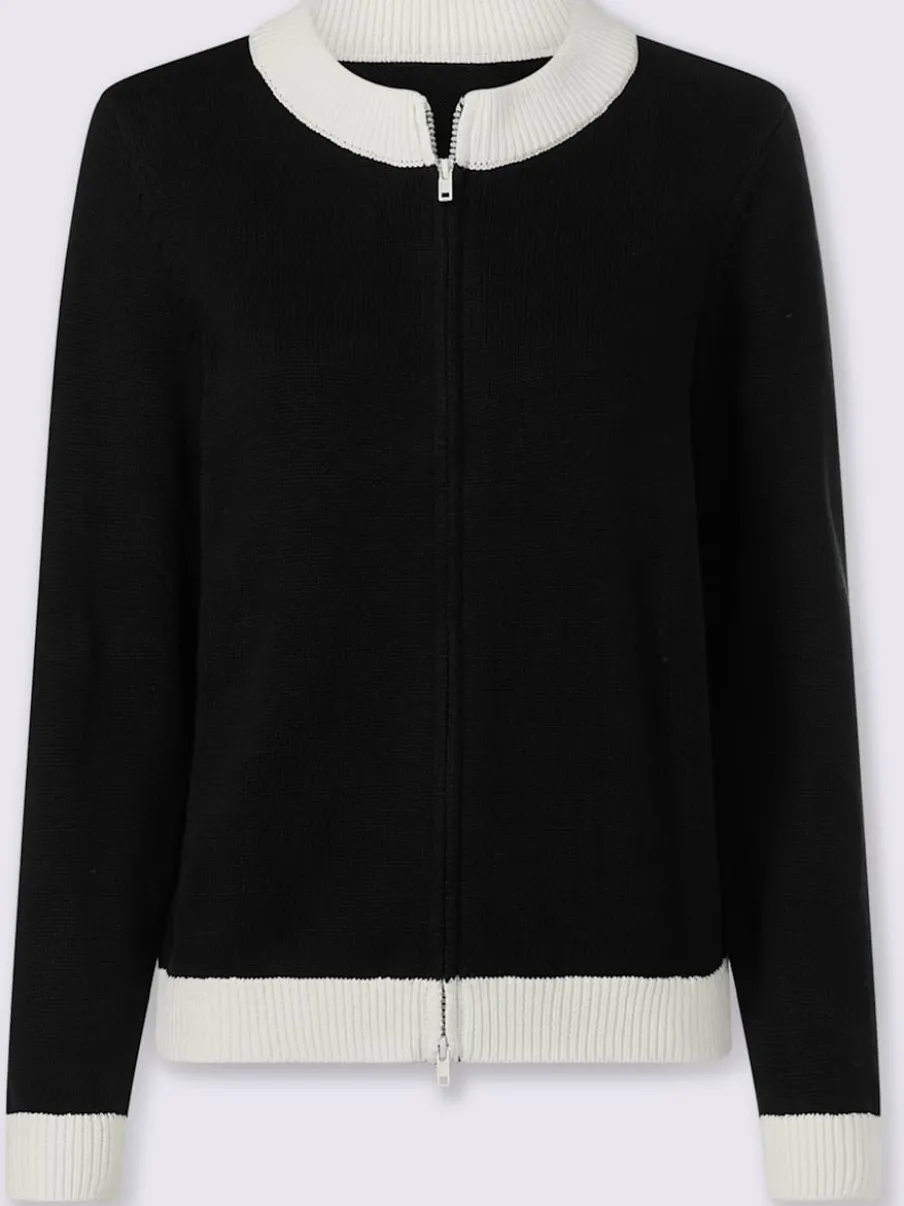 Veste en tricot fine à empiècements et bords-côtes contrastants