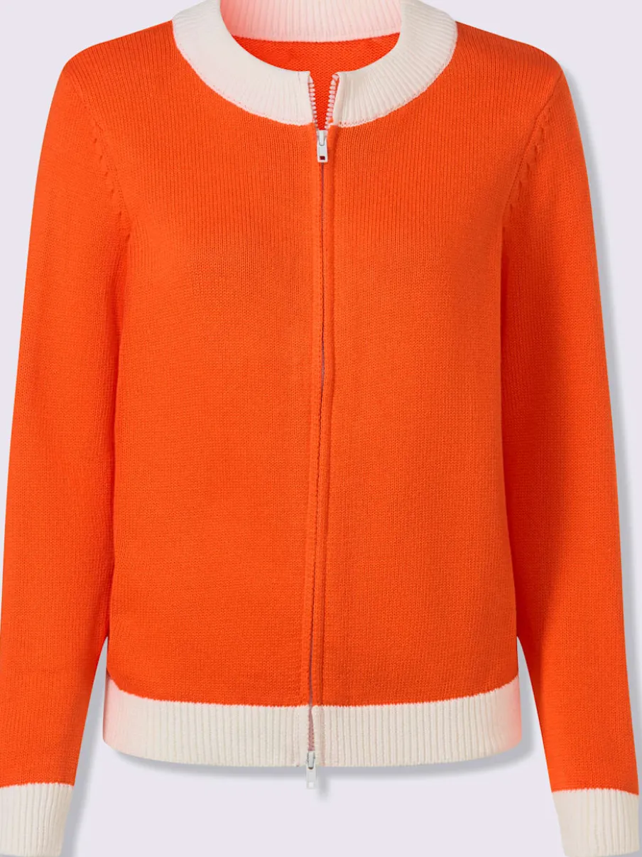 Veste en tricot fine à empiècements et bords-côtes contrastants