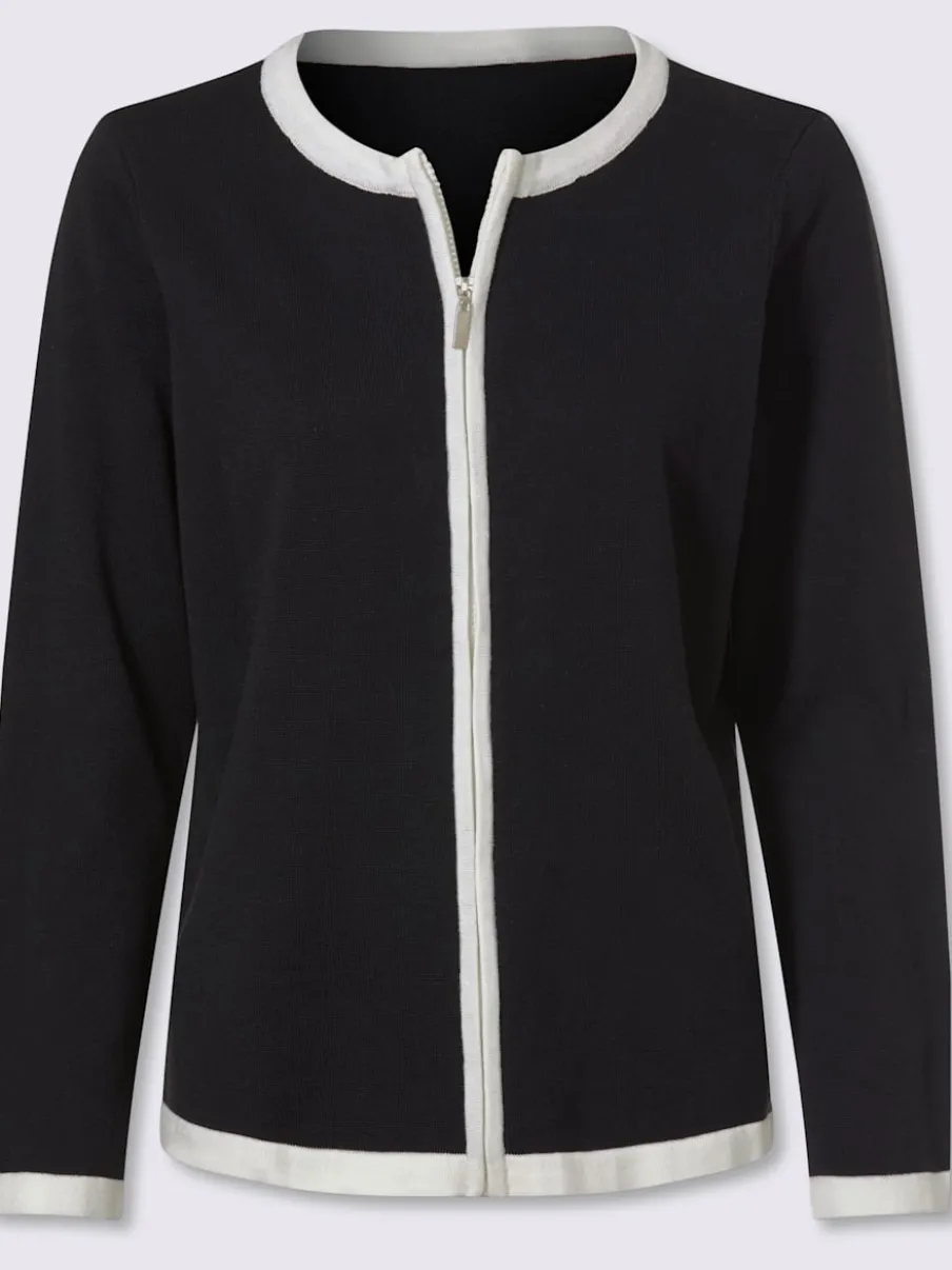 Veste en tricot fin finitions contrastées