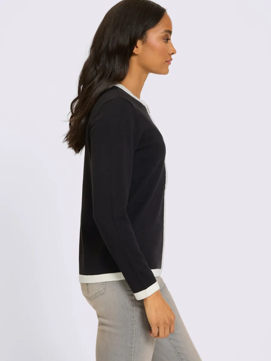 Veste en tricot fin finitions contrastées
