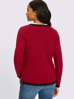 Veste en tricot fin finitions contrastées