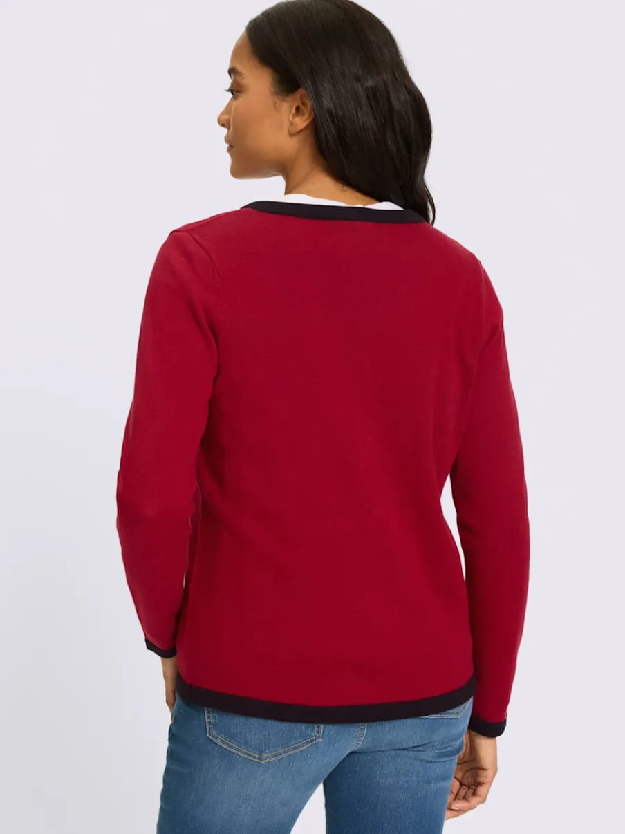 Veste en tricot fin finitions contrastées